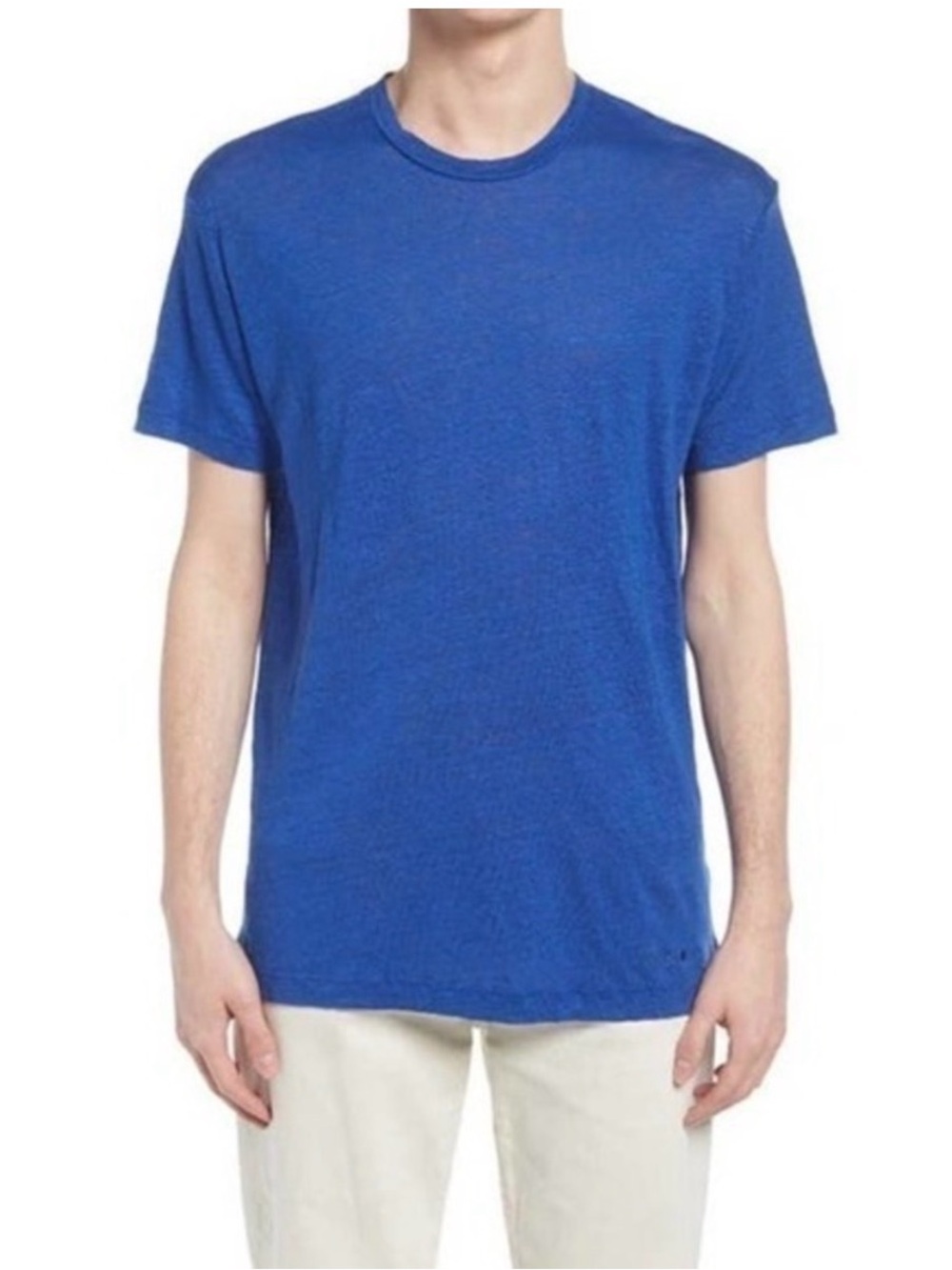 NN07 Dylan Cobalt Blue Linen Short Sleeve Crewneck T-Shirt Size M NWT